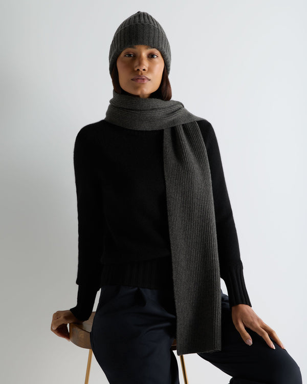 Unisex Ribbed Cashmere Scarf  2