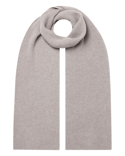 N.Peal Unisex Ribbed Cashmere Scarf Oat Grey