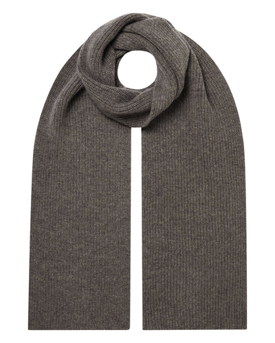 N.Peal Unisex Ribbed Cashmere Scarf Wood Smoke Brown