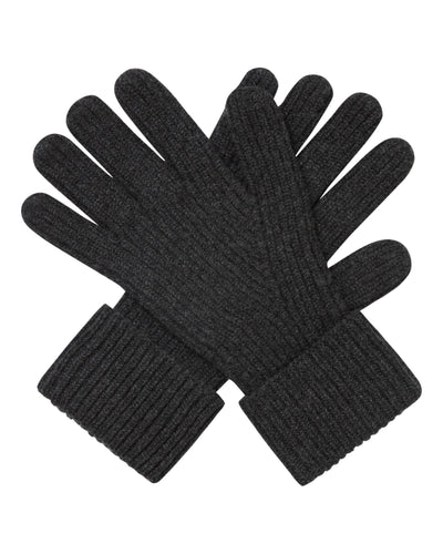 N.Peal Men's Ribbed Cashmere Gloves Deep Charcoal Grey