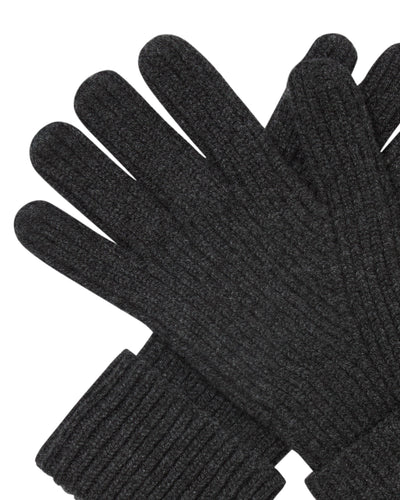 N.Peal Men's Ribbed Cashmere Gloves Deep Charcoal Grey