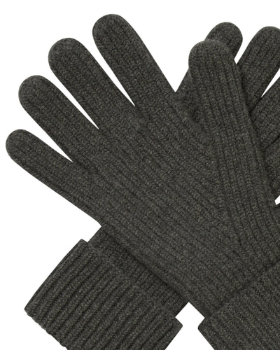 N.Peal Men's Ribbed Cashmere Gloves Grey Moss