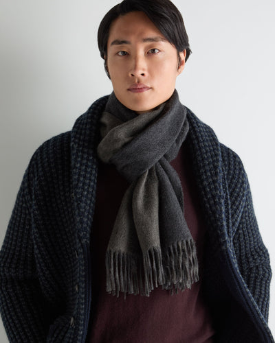 N.Peal Unisex Doubleface Woven Cashmere Scarf Deep Charcoal Grey