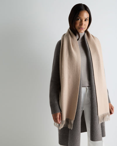 N.Peal Unisex Doubleface Woven Cashmere Scarf Oatmeal Brown