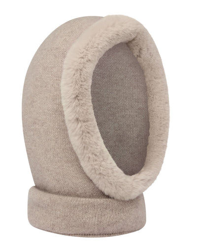 N.Peal Women's Fur Trim Ski Hood Oatmeal Brown