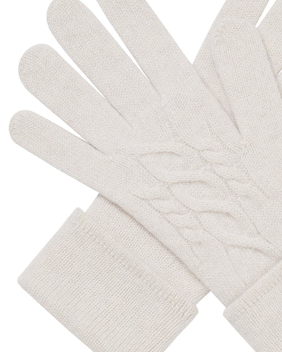 N.Peal Women's Cable Cashmere Gloves With Lurex Frost White Sparkle
