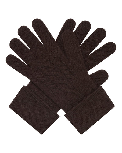 N.Peal Women's Cable Cashmere Gloves Redwood