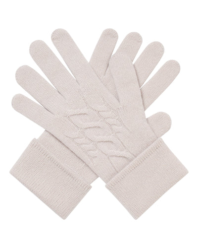 N.Peal Women's Cable Cashmere Gloves Snow Grey