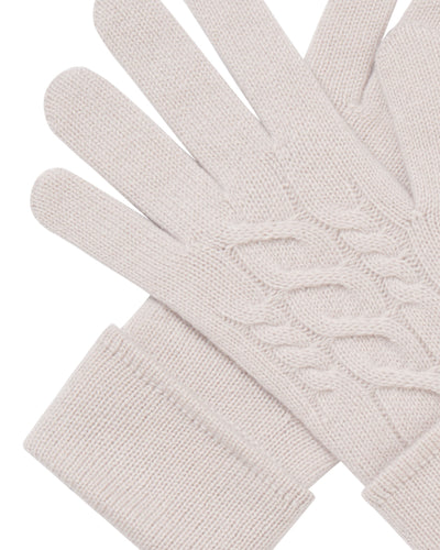 N.Peal Women's Cable Cashmere Gloves Snow Grey