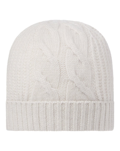 N.Peal Women's Cable Rib Cashmere Hat With Lurex Frost White Sparkle