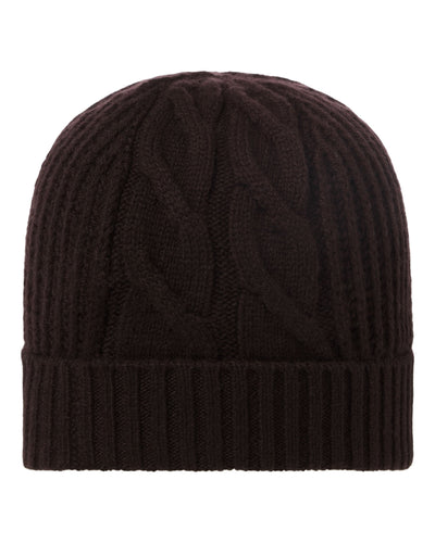 N.Peal Women's Cable Rib Cashmere Hat Redwood