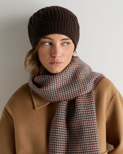 N.Peal Women's Cable Rib Cashmere Hat Redwood