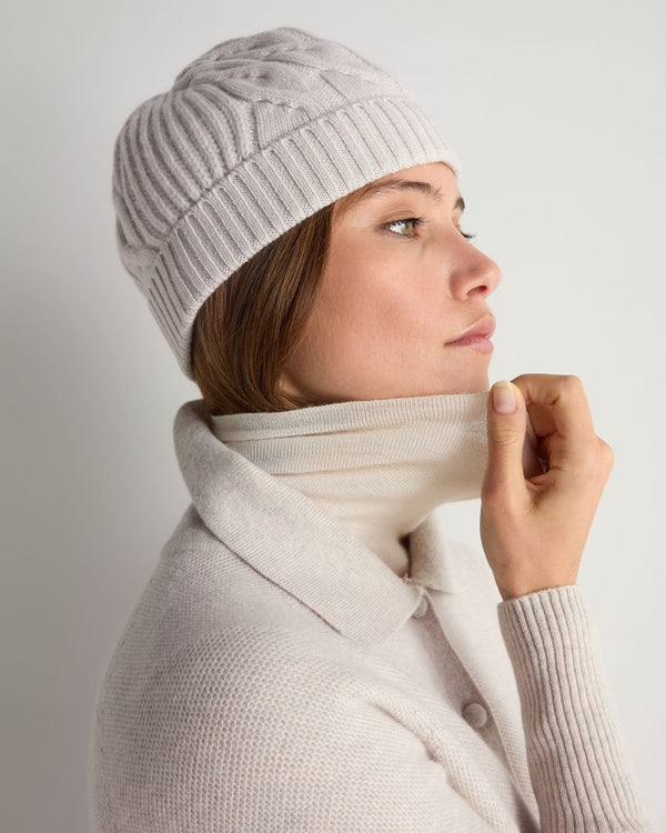 Women's Cable Rib Cashmere Hat 3