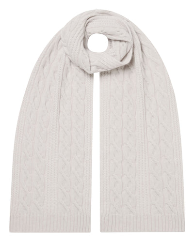 N.Peal Women's Cable Rib Cashmere Scarf With Lurex Frost White Sparkle
