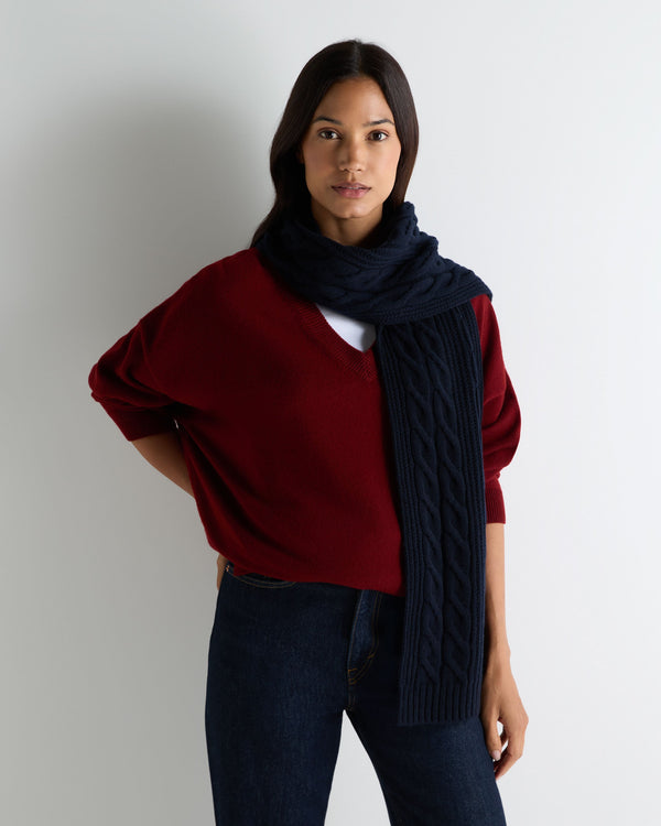 Unisex Cable Rib Cashmere Scarf 2
