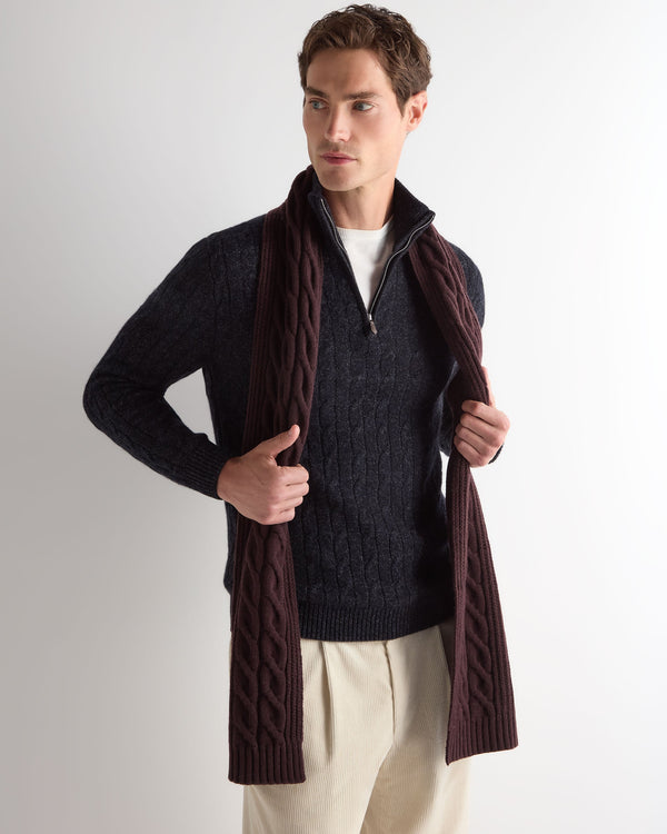 Unisex Cable Rib Cashmere Scarf 5