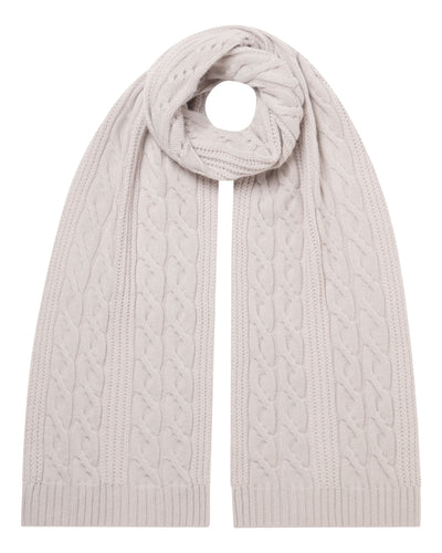 N.Peal Unisex Cable Rib Cashmere Scarf Snow Grey