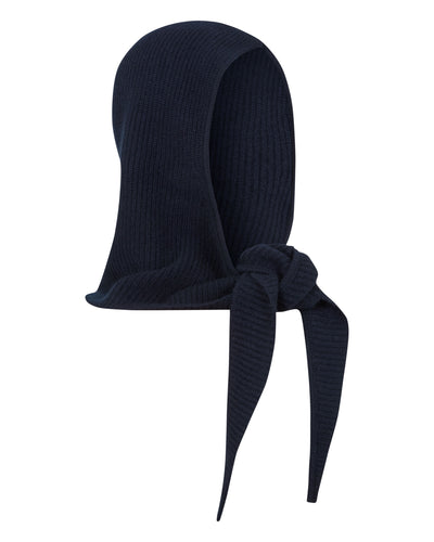 Women's Florence Hooded Cashmere Scarf Navy Blue