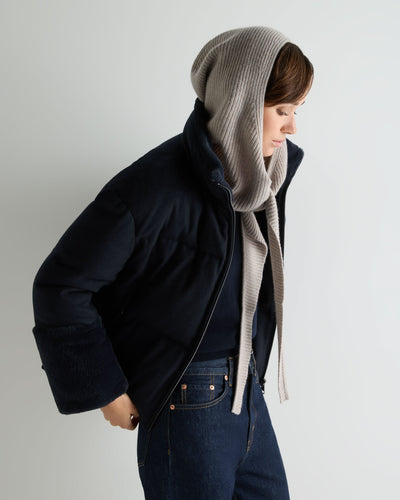 N.Peal Women's Florence Hooded Cashmere Scarf Oatmeal Brown