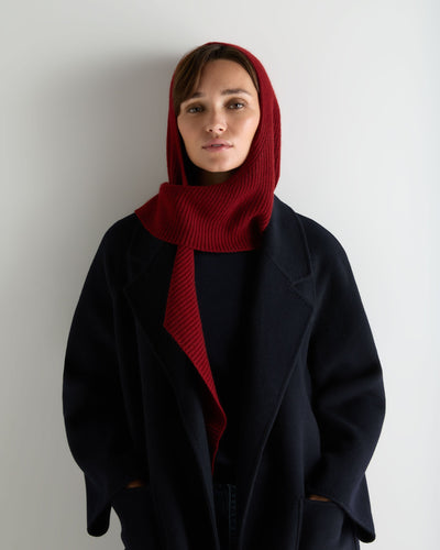 N.Peal Women's Florence Hooded Cashmere Scarf Rustic Red