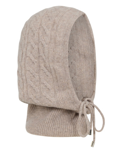 Women's Lucia Cable Cashmere Hood Oatmeal Brown
