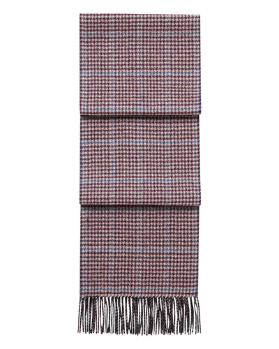 N.Peal Unisex Cashmere Check Scarf Purple Heather + Navy Blue