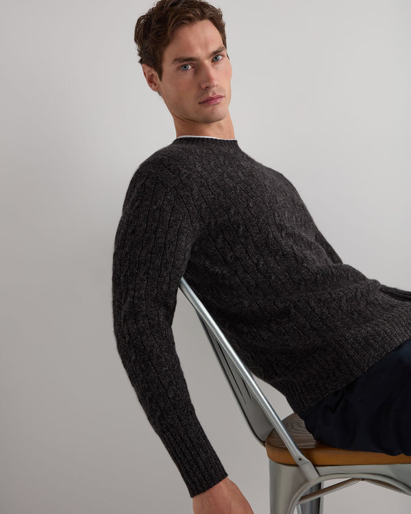 Men's Thames Cable Round Neck Cashmere Jumper 7