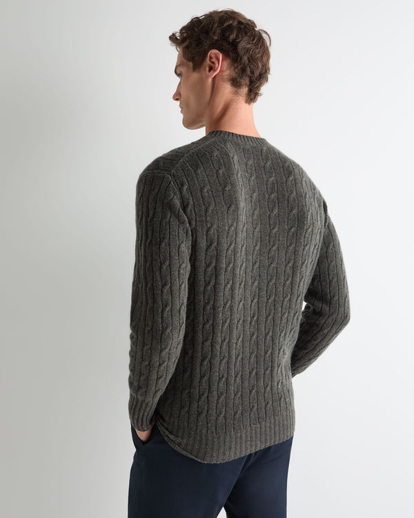 Men's Thames Cable Round Neck Cashmere Jumper  4