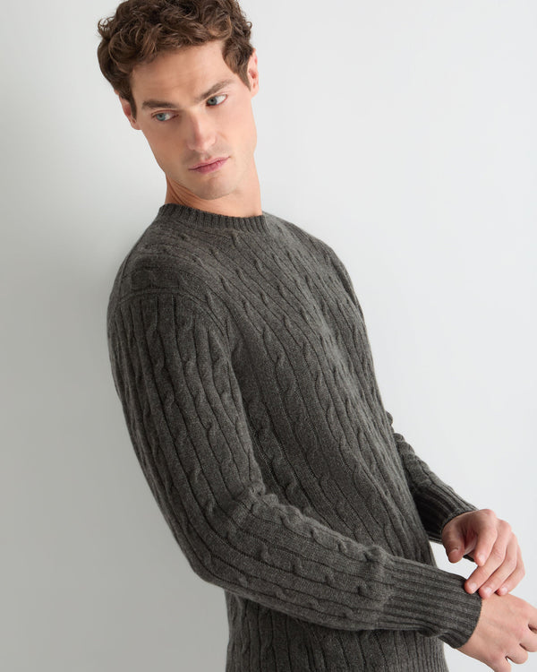 Men's Thames Cable Round Neck Cashmere Jumper  5