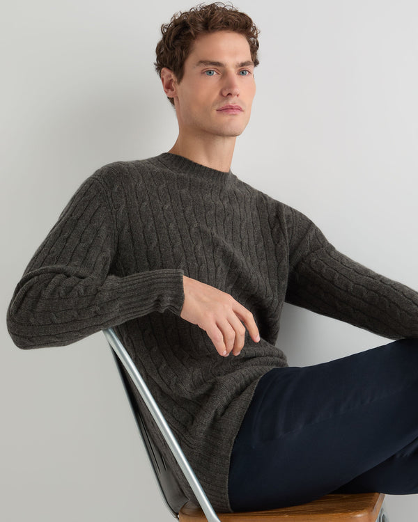 Men's Thames Cable Round Neck Cashmere Jumper  6