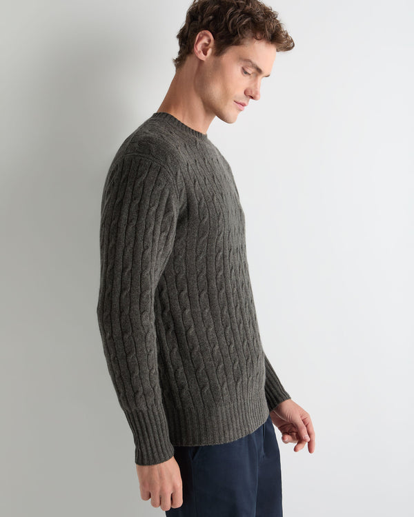 Men's Thames Cable Round Neck Cashmere Jumper  7