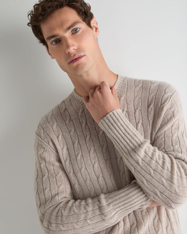 Men's Thames Cable Round Neck Cashmere Jumper 5