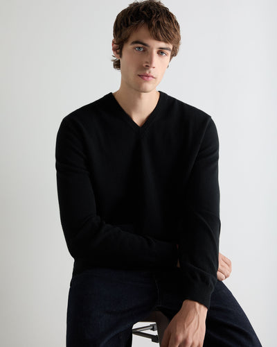Men's Burlington V Neck Cashmere Jumper Black