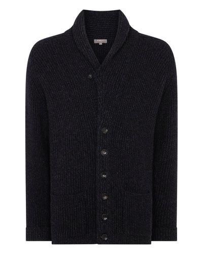 N.Peal Men's Kensington Cashmere Cardigan Ink Blue Melange