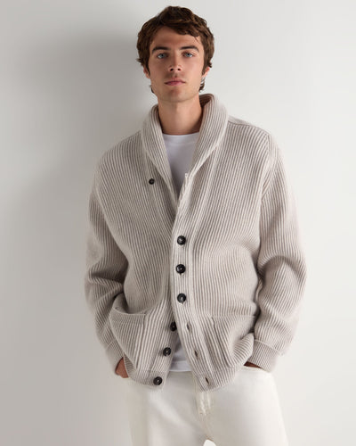 N.Peal Men's Kensington Cashmere Cardigan Pebble Grey