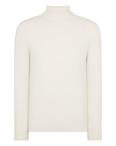 N.Peal Men's Trafalgar Roll Neck Cashmere Jumper New Ivory White