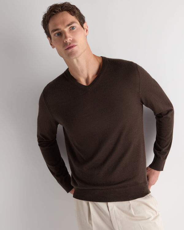Men's Conduit Fine Gauge Cashmere V Neck Jumper 1