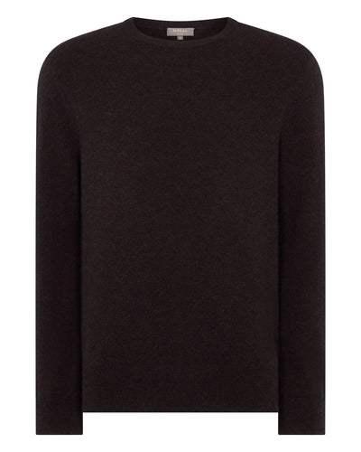 N.Peal Men's Oxford Round Neck Cashmere Jumper Cocoa Brown