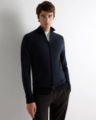 Men's Knightsbridge Full Zip Cashmere Jumper Navy Blue