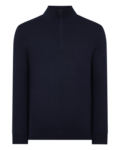 Men's Regent Fine Gauge Cashmere Half Zip Jumper Navy Blue