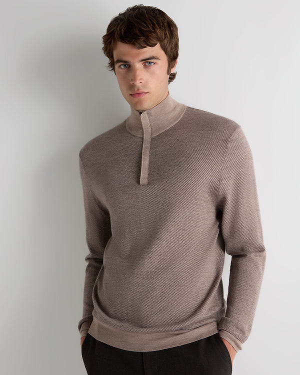 Men's Regent Jacquard Fine Gauge Cashmere Half Zip Jumper 1