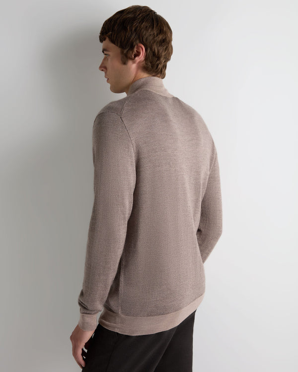 Men's Regent Jacquard Fine Gauge Cashmere Half Zip Jumper 4