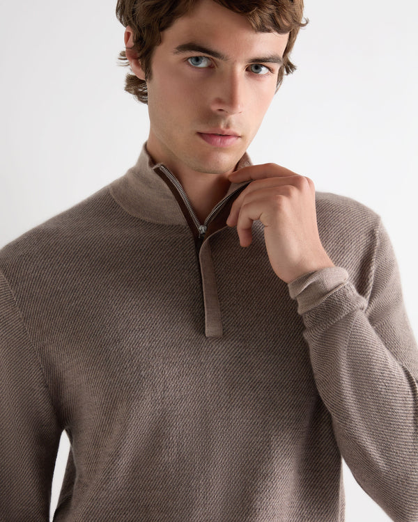 Men's Regent Jacquard Fine Gauge Cashmere Half Zip Jumper 5