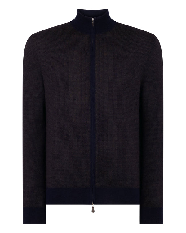 Men's Hyde Jacquard Fine Gauge Cashmere Full Zip Jumper 2