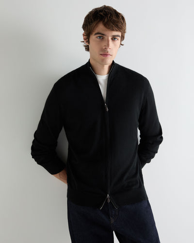 Men's Hyde Fine Gauge Cashmere Full Zip Jumper Black
