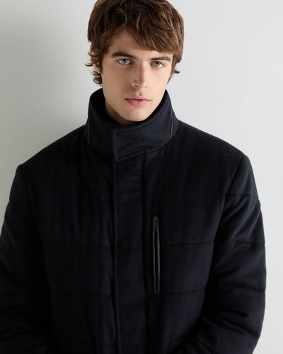 Men's Fur Lined Coat Navy Blue