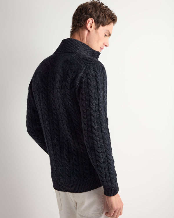 Men's Richmond Cable Cashmere Cardigan With Fur Trim 4
