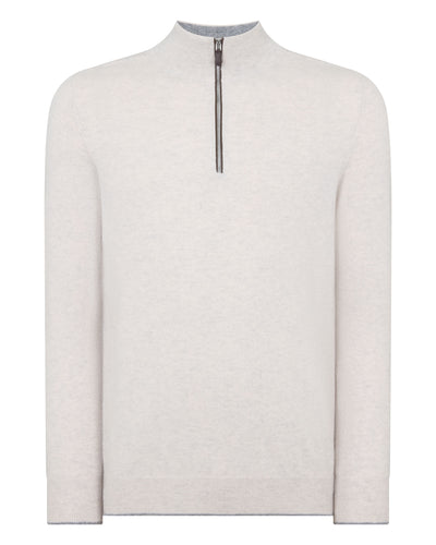 Men's Carnaby Half Zip Cashmere Jumper Pebble Grey