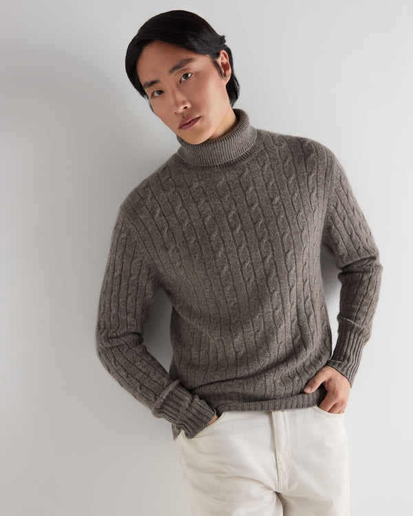 Men's Berwick Cable Roll Neck Cashmere Jumper 1