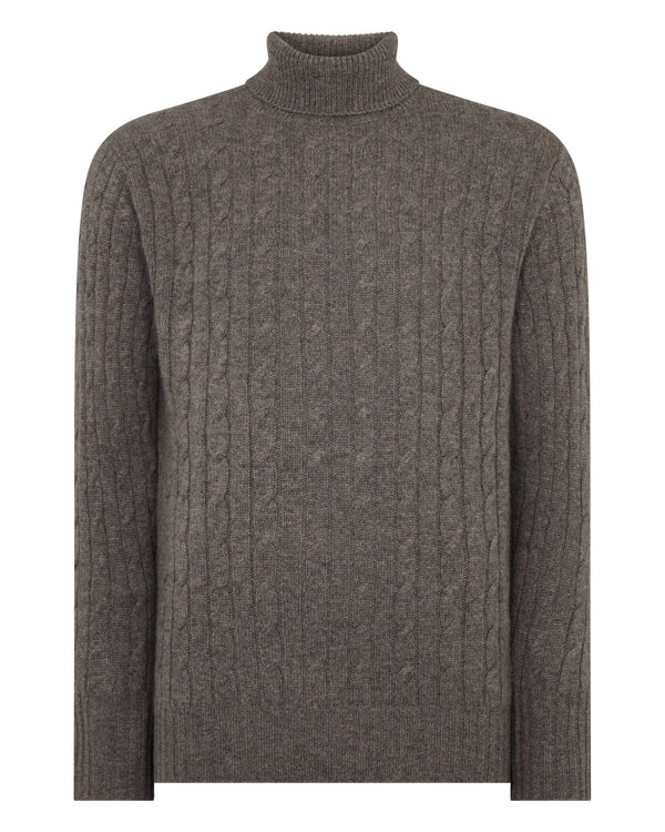 Men's Berwick Cable Roll Neck Cashmere Jumper 2